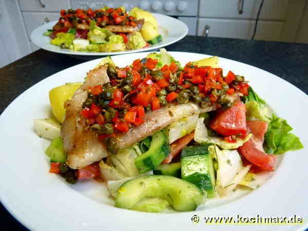 Fischfilet mit Fenchel-Paprika-Salsa