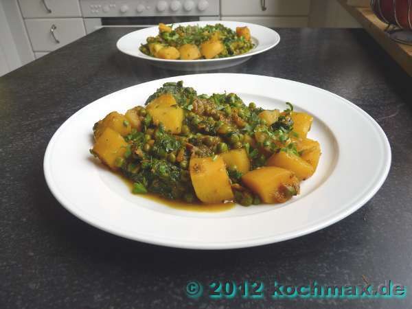 Palak Aloo Mattar - Spinat mit Kartoffeln und Erbsen