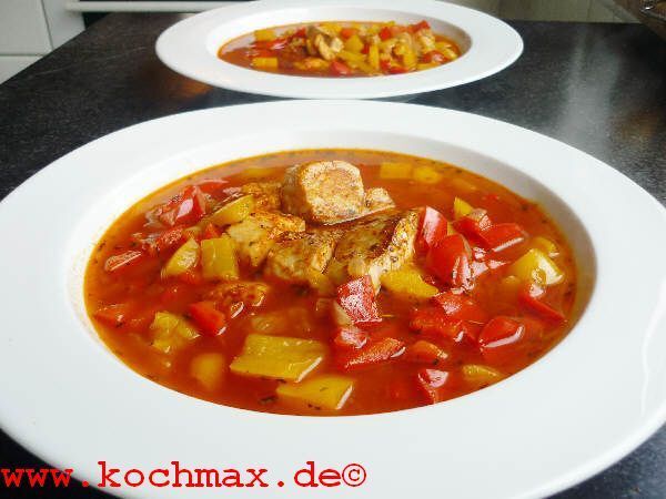 Paprika-Seelachs-Suppe